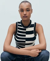 Mango Women's Striped Knit Top