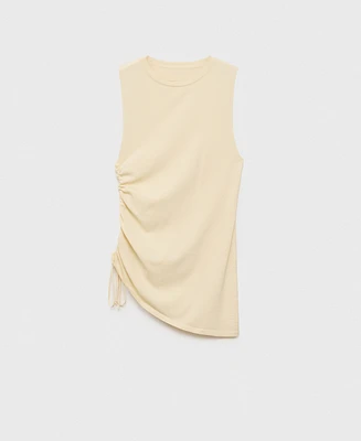 Mango Women's Side Gathered Knitted Top
