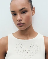 Mango Women's Openwork Details Embroidered Top