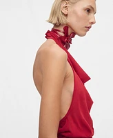 Mango Women's Open Back Draped Knitted Top