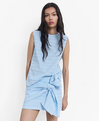 Mango Women's Bow Detail Striped Cotton Skirt