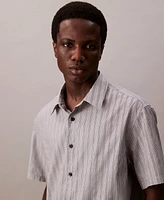 Calvin Klein Men's Cotton Striped Textured Short-Sleeve Shirt