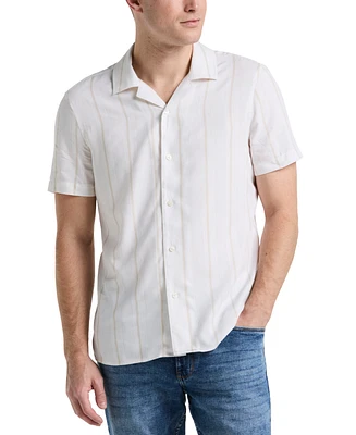Perry Ellis Men's Short Sleeve Striped Button-Front Camp Shirt