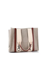 Pre-Owned Chloe Medium Woody Tote Canvas with Leather