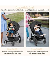 Costway Baby Stroller Foldable Infant Pram with Reclining Backrest Handle