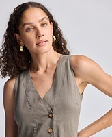 Reistor Straight Dress with Front Slit Dark Green Hemp