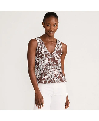 Lands' End Women's Lightweight Jersey Blouson Vneck Tank
