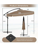 Gymax 10FT Offset Hanging Umbrella Patio Cantilever w/ Easy Tilt Adjustment