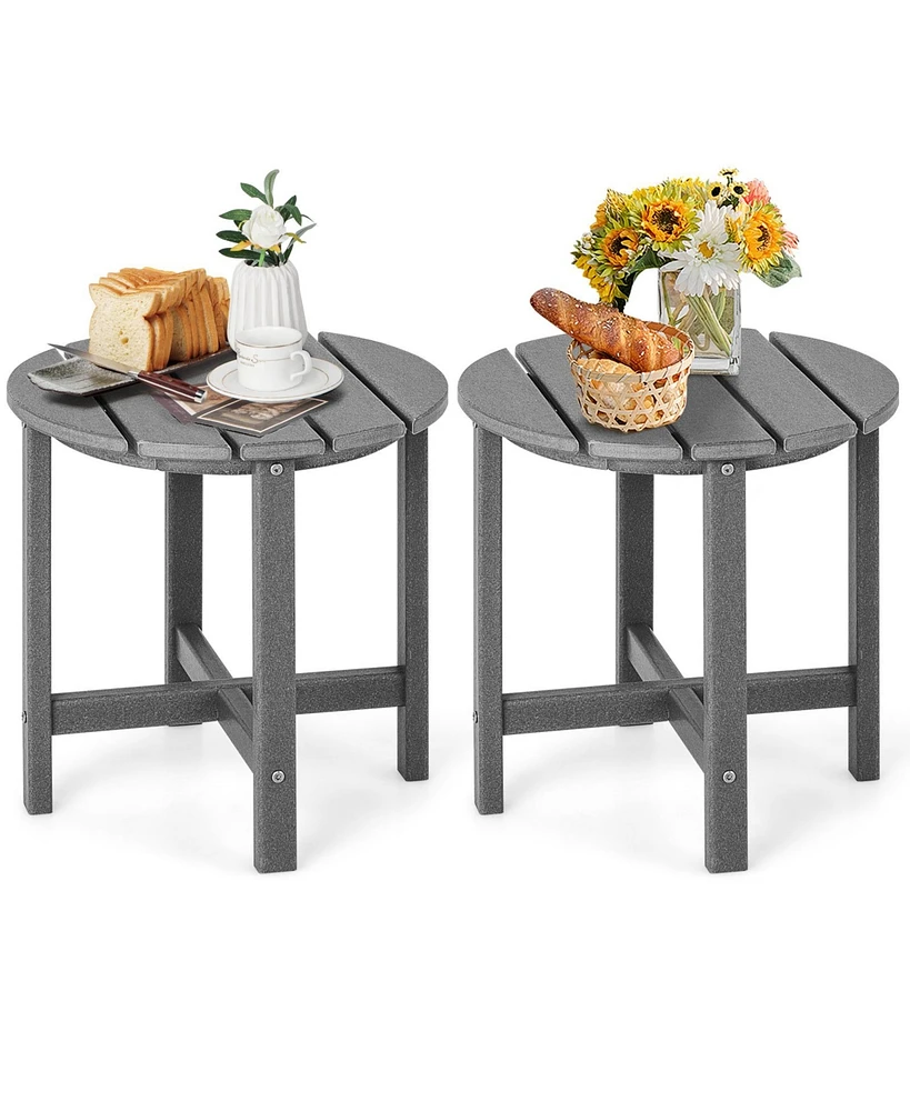 Gouun Set of 2 18 Inch Round Weather-Resistant Adirondack Side Tables