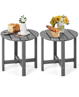 Gouun Set of 2 18 Inch Round Weather-Resistant Adirondack Side Tables
