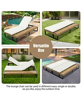 Mondawe Outdoor Chaise Lounge Chair with 5-Position Adjustable Backrest and cushions