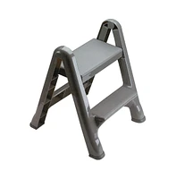 Rubbermaid 2 Step Slip Resistant Folding Plastic Stepstool with Foot Pads, Grey