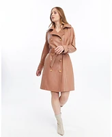 Furniq Uk Women's Leather Trench Coat