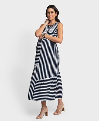 Seraphine Women's Maternity Zip Front Tiered Dress