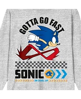 Sonic The Hedgehog Modern Gotta Go Fast Crew Neck Long Sleeve Athletic Heather Adult Tee-Medium