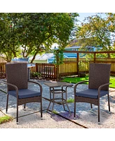Outsunny 2 Outdoor Dining Chairs w/ Cushion, Patio Wicker,