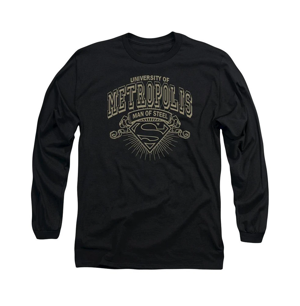 Superman Men's University Of Metropolis Long Sleeve Adult Tee / T-Shirt