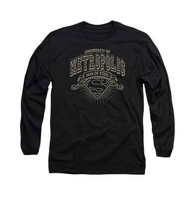 Superman Men's University Of Metropolis Long Sleeve Adult Tee / T-Shirt