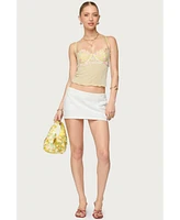 Edikted Women's Embroidered Floral Sheer Bra Top