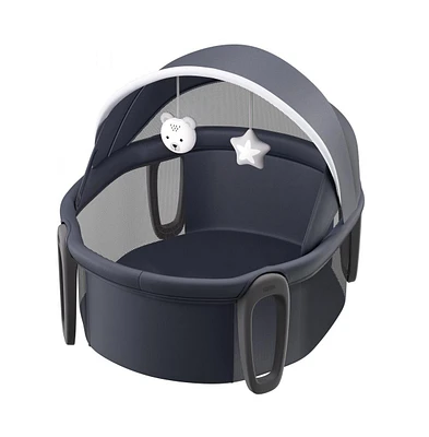 Slickblue Kids Portable Bassinet On-The-Go Folding Dome with Canopy and Toys