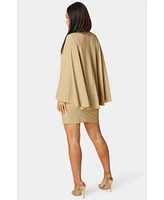 Bebe Women's Plunge Neck Drama Cape Dress