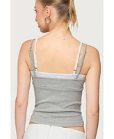 Edikted Womens Lilian Layered Striped Tank Top