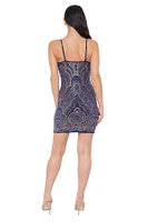 Bebe Women's Spaghetii Strap Glitter Slinky Dress