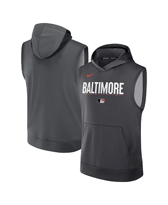 Nike Men's Anthracite Baltimore Orioles Authentic Collection City Connect Performance Sleeveless Pullover Hoodie