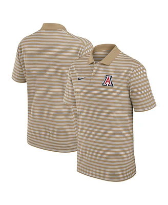 Nike Men's Tan Arizona Wildcats Athletic Prep Striped Performance Polo Shirt