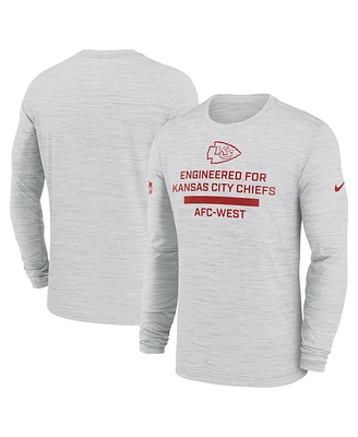 Nike Men's Ash Kansas City Chiefs Sideline Velocity Performance Long Sleeve T-Shirt