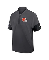 Nike Men's Charcoal Cleveland Browns Sideline Short Sleeve Quarter-Zip Performance Coach Jacket
