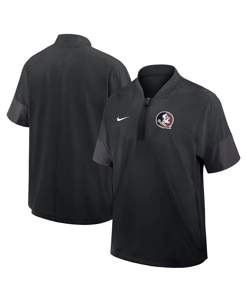 Nike Men's Black Florida State Seminoles 2025 Sideline Short Sleeve Quarter-Zip Coach Jacket