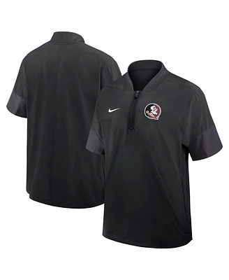 Nike Men's Black Florida State Seminoles 2025 Sideline Short Sleeve Quarter-Zip Coach Jacket