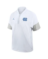 Jordan Men's White North Carolina Tar Heels 2025 Sideline Short Sleeve Quarter-Zip Coach Jacket