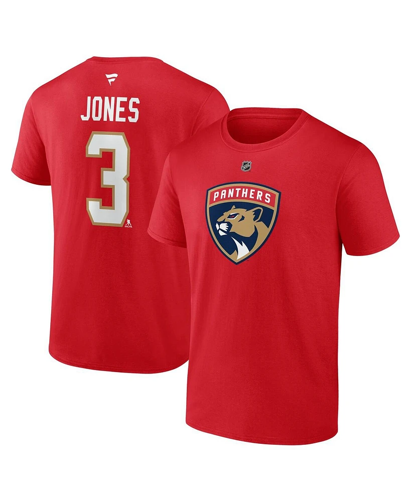 Fanatics Men's Seth Jones Red Florida Panthers Authentic Stack Name Number T-Shirt