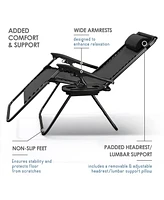 Outdoor Patio Zero Gravity Chair - Reclining Lounge with Pillow & Cup Holders