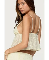 Edikted Women's Leora Textured Floral Babydoll Top