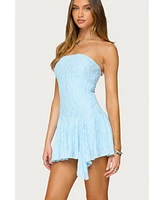 Edikted Women's Elaia Asymmetric Strapless Lace Mini Dress
