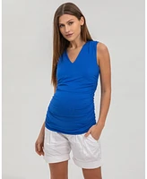 Pietro Brunelli Maternity Linen-Blend Shorts with Stretch Waistband