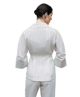 Nocturne Women's Striped Linen Jacket