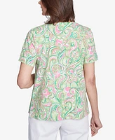 Alfred Dunner Petite Abstract Scroll Crew Neck Top