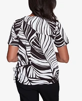 Alfred Dunner Petite Twisted Leaves with Side Tie Top