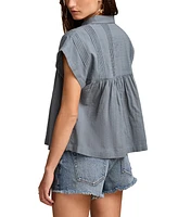 Lucky Brand Women's Collared Peplum Tunic Top