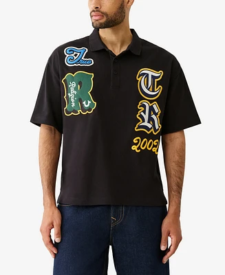 True Religion Men's Short Sleeve Overt Patch Polo Shirt
