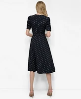 Dkny Polka-Dot Midi Dress