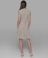 Karl Lagerfeld Paris Women's Stretch Textured Knit Tweed A-Line Dress