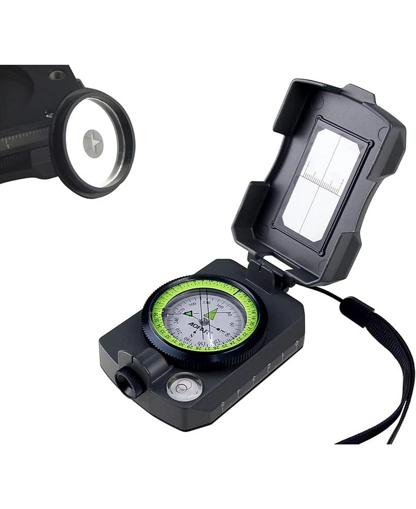 Aofar Af-4090 Lensatic Compass, Aluminum Alloy, Signal Mirror, Whistle, Fishing Hook for Hiking, Camping, Fishing, Boatin