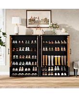 Tribesigns Shoe Cabinet with Doors, 6-Tier Shoe Storage Organizer with Adjustable Shelves for Entryway Hallway Closet