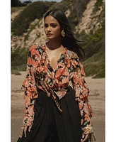 Jluxlabel Women's Floral Yvanna Ruffle Top