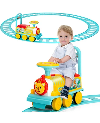 6V Electric Kids Ride On Car Toy Train with 16 Pieces Tracks